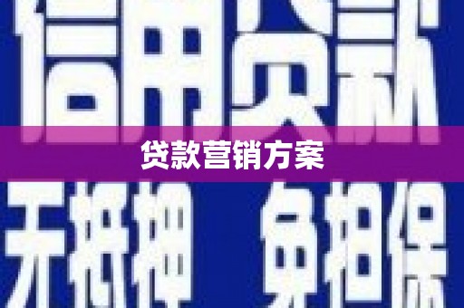 海东贷款营销方案