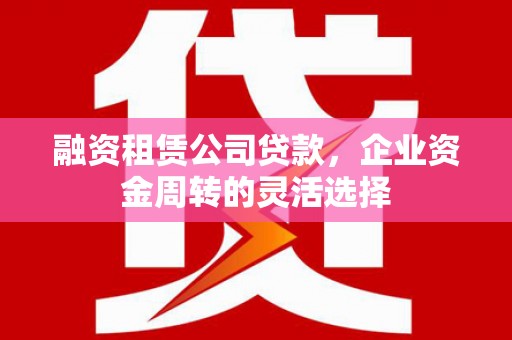 成县融资租赁公司贷款，企业资金周转的灵活选择