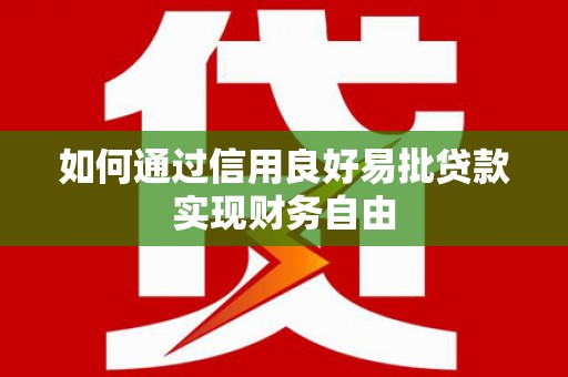 沧县如何通过信用良好易批贷款实现财务自由